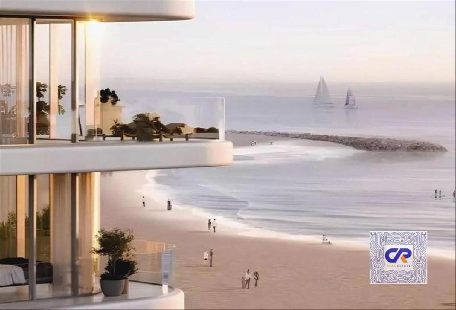 2BR Beachfront Residence View of Casino at Marjan.